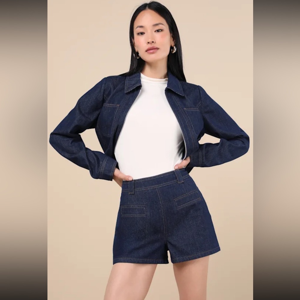 NWT High-waisted Shorts Blue -Lulus Isidore Dark Wash